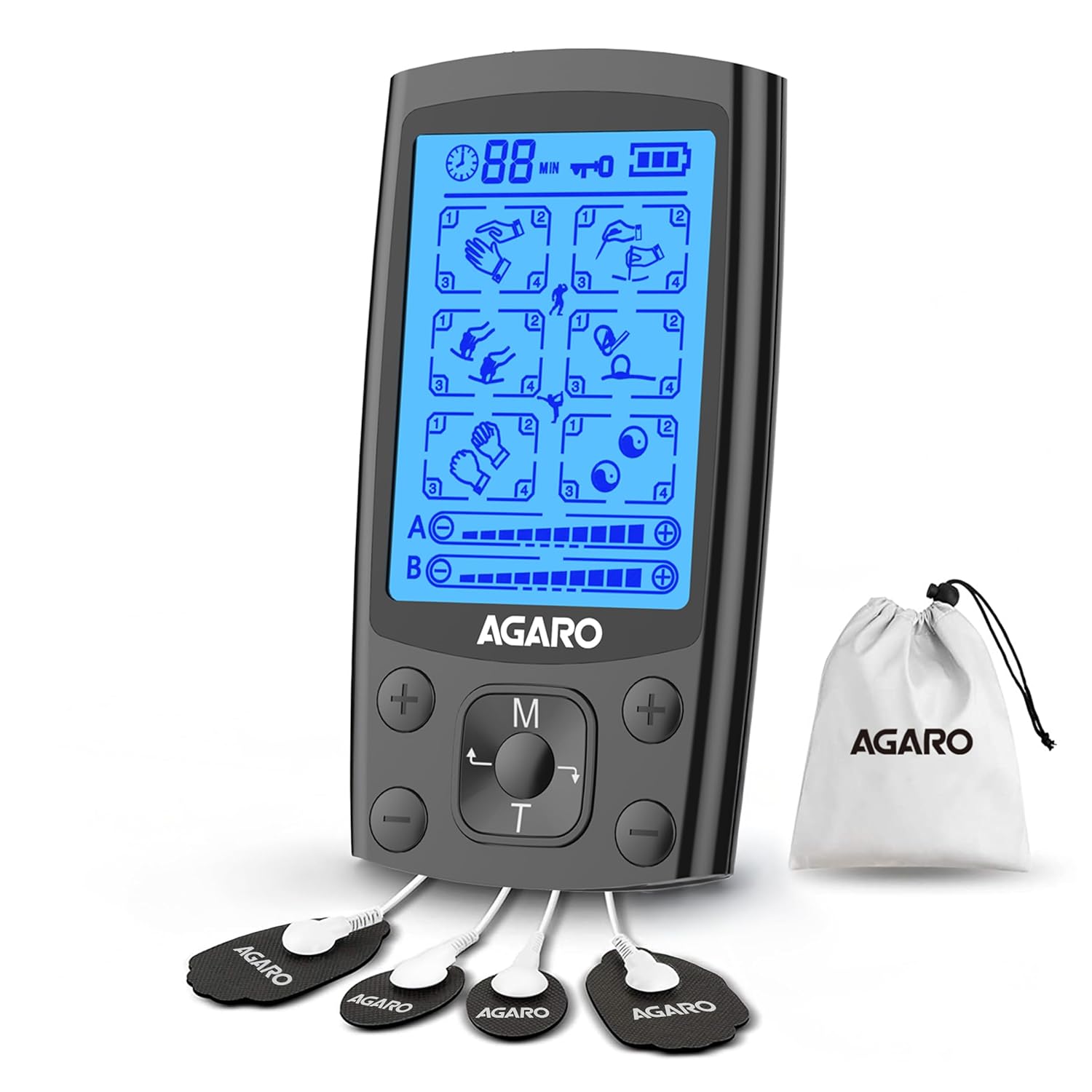 AGARO Dual Channel TENS Massager TM2421 — 24 Modes & 20 Intensity Levels for Muscle Relief Therapy